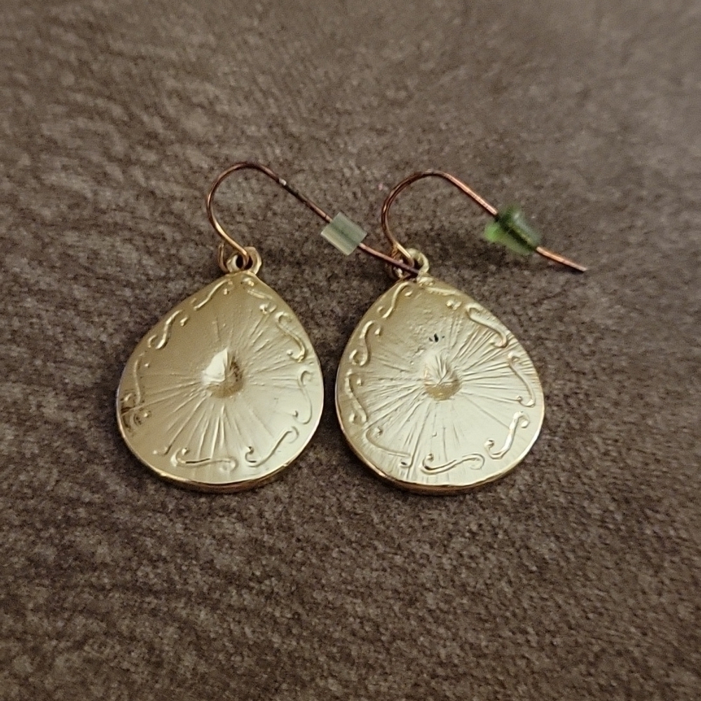 3/$30 Emerald Rhinestone Byzatine Teardrop Dangle Hook Earrings - Picture 4 of 6